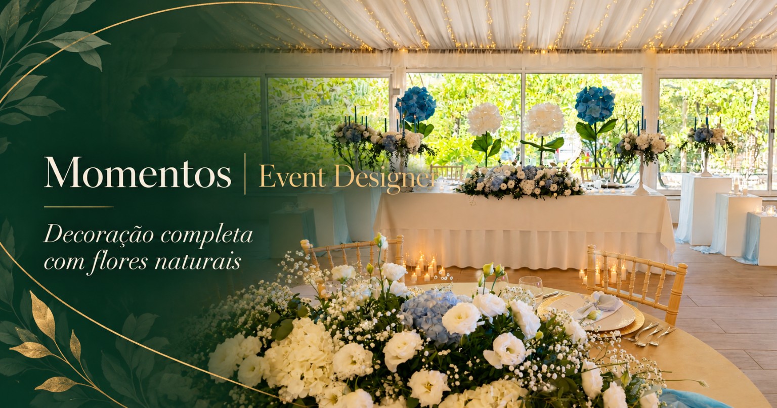 Momentos Event Designer — decoração completa com flores naturais